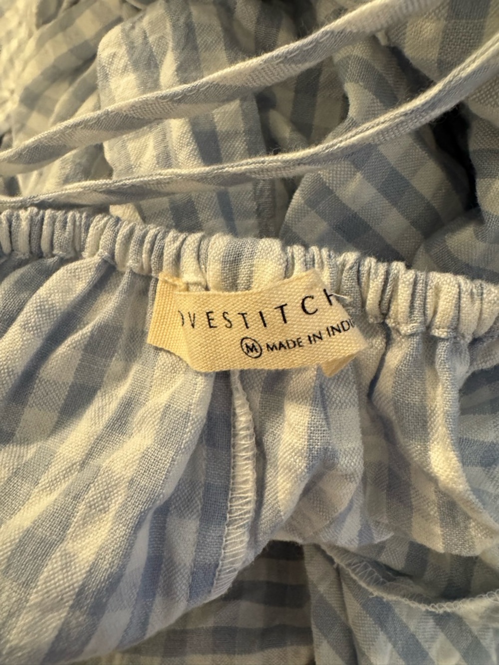NWOT lovestitch Nordstrom Blue Seaside Gingham Cross-Back Midi Dress Medium - Picture 8 of 10